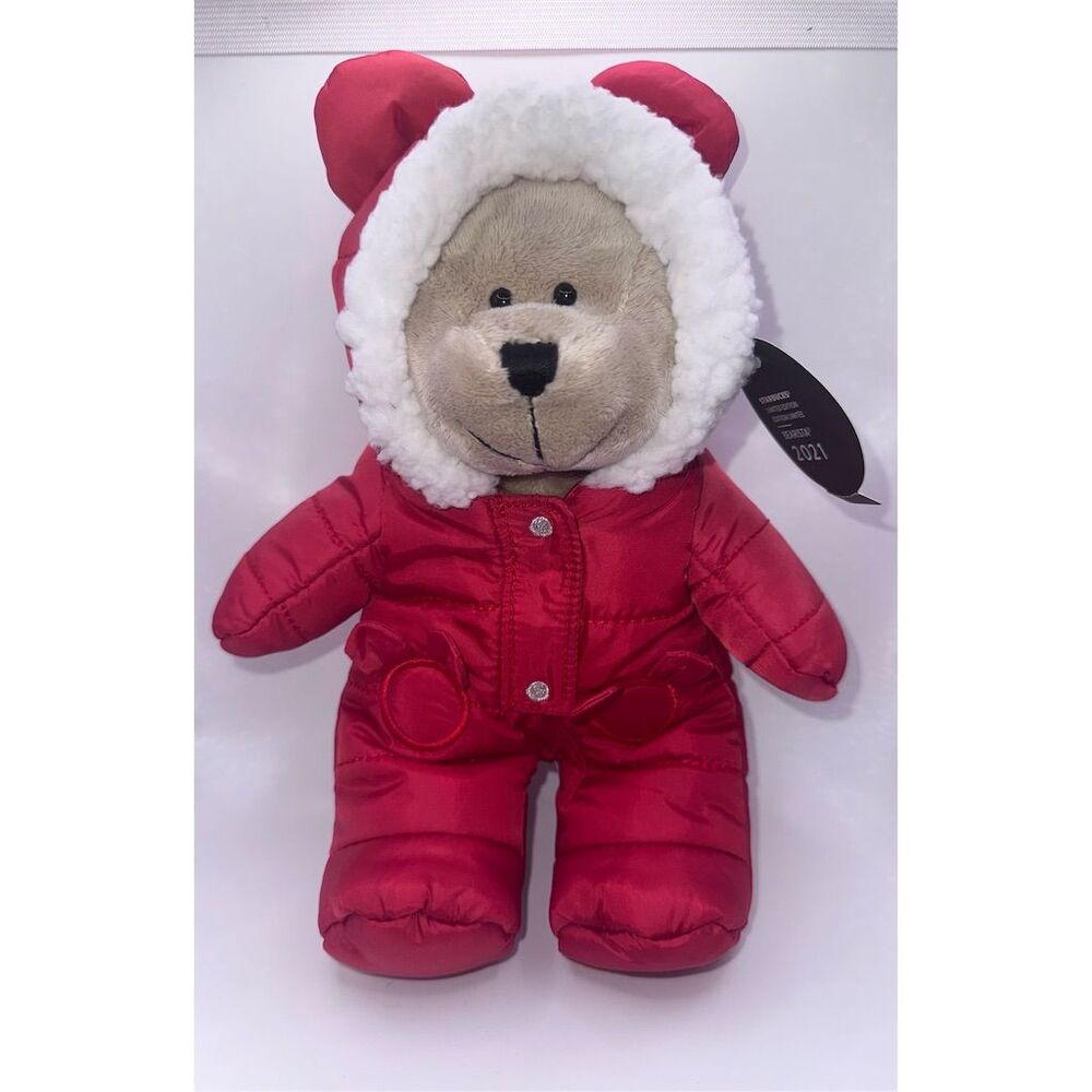 Starbucks‎ 2021 Holiday Bearista Bear Plush Red Snowsuit 10" NWT